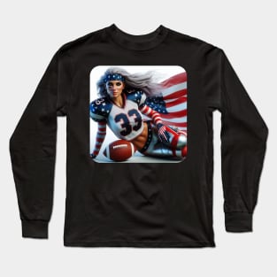 American Woman NFL Football Player #12 Long Sleeve T-Shirt